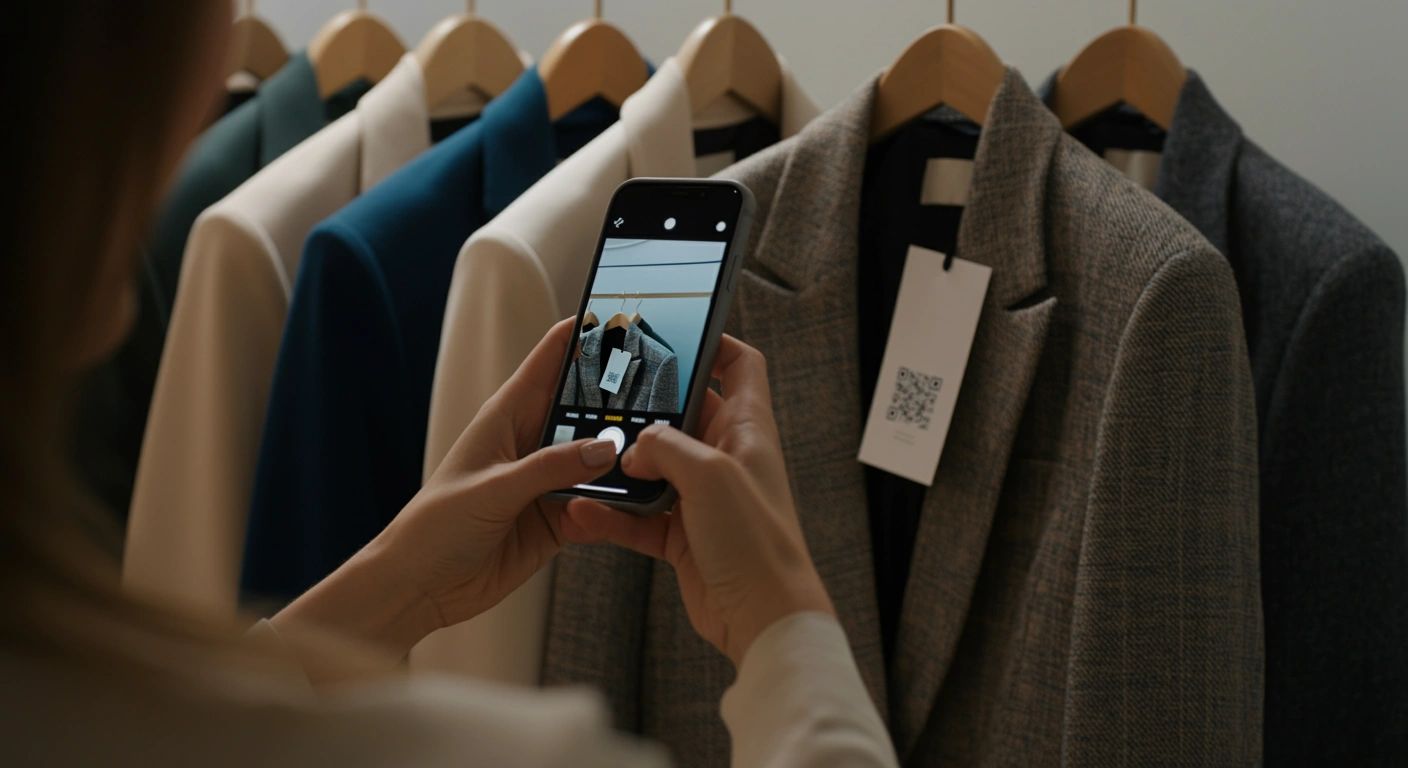 Scanning QR code on clothing with smartphone